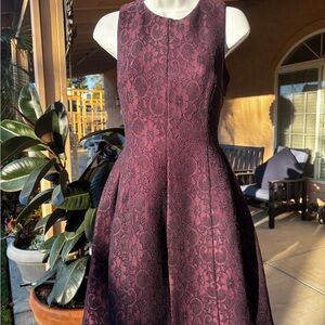 Calvin Klein Sleeveless Lace Midi Dress in Deep Purple